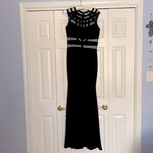 Black Art Deco Cutout Size 10 Floor Length Gown